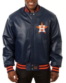 Houston Astros Blue Leather Jacket