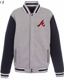 Atlanta Braves Varsity Gray and Navy Wool Jacket