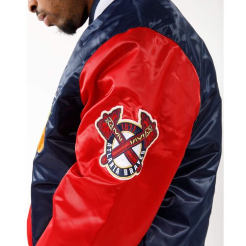 Atlanta Braves Starter Red and Blue Satin Jacket - Image 3