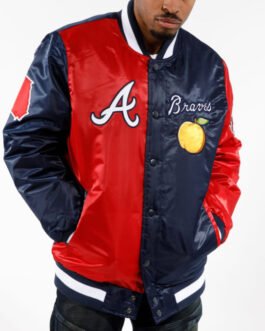 Atlanta Braves Starter Red and Blue Satin Jacket
