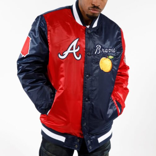 Atlanta Braves Starter Red and Blue Satin Jacket