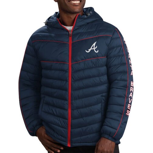 Splitter Soft Down Touch Atlanta Braves Navy Blue Puffer Jacket - Image 4