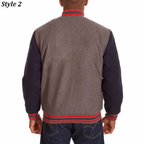 Atlanta Braves Varsity Gray and Navy Wool Jacket - Image 5