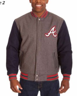 Atlanta Braves Varsity Gray and Navy Wool Jacket
