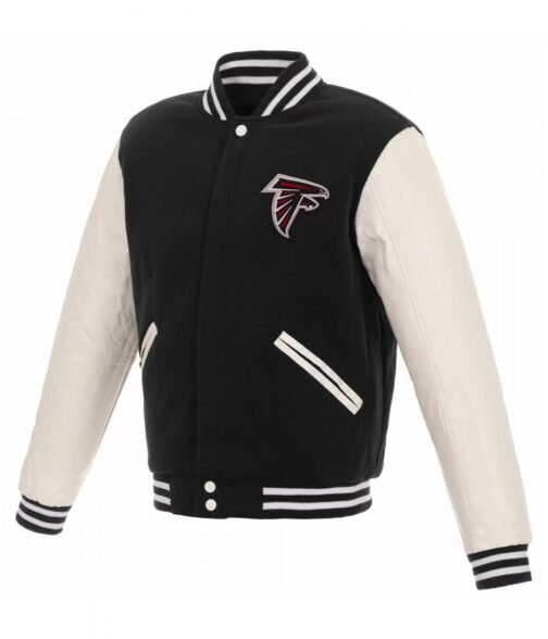 Varsity Atlanta Falcons White and Black Jacket