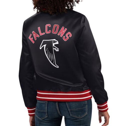 Atlanta Falcons Black Full Count Varsity Satin Jacket - Image 2