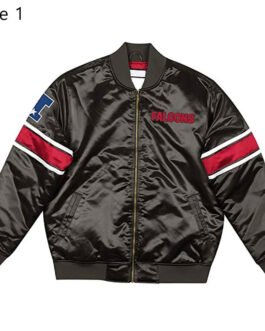 Classic Atlanta Falcons Logo Black Satin Jacket