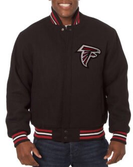 Atlanta Falcons Embroidered Varsity Black Wool Jacket