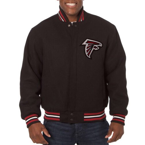 Atlanta Falcons Embroidered Varsity Black Wool Jacket