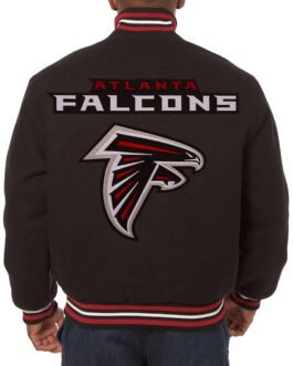 Atlanta Falcons Embroidered Varsity Black Wool Jacket