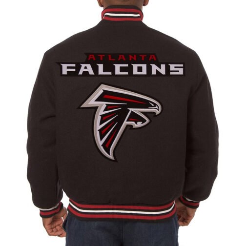 Atlanta Falcons Embroidered Varsity Black Wool Jacket - Image 2