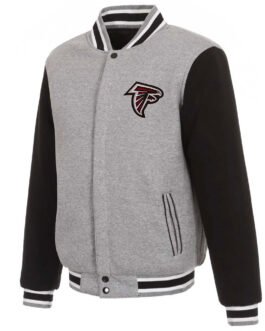 Atlanta Falcons Gray and Black Varsity Wool Jacket