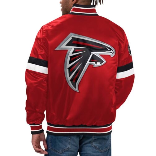 Atlanta Falcons Locker Room Red Varsity Satin Jacket - Image 2