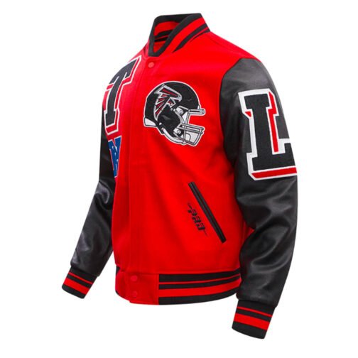 Atlanta Falcons Mashup Red and Black Varsity Jacket - Image 4