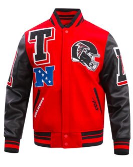 Atlanta Falcons Mashup Red and Black Varsity Jacket