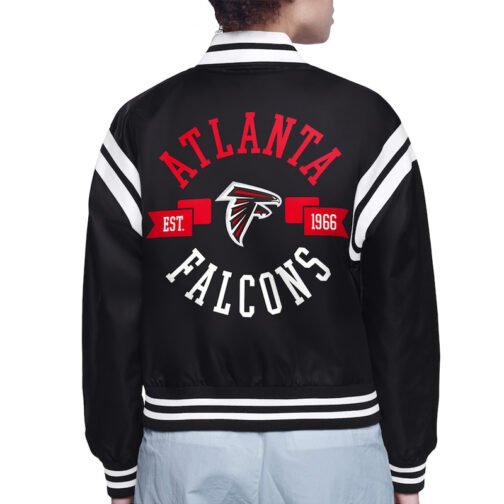 Atlanta Falcons Printed Logo Varsity Satin Jacket - Image 2