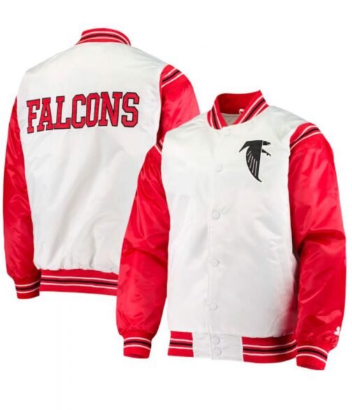 Atlanta Falcons Red and White Starter Satin Jacket - Image 3