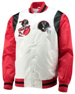 Retro The All-American Atlanta Falcons Red and White Satin Jacket