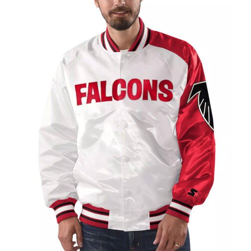 Red/White Atlanta Falcons Start of Season Retro Satin Jacket - Image 4