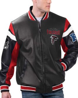 Atlanta Falcons Black Varsity Full-Zip Leather Jacket