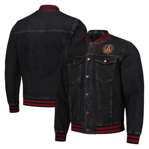 Atlanta United FC Black Denim Bomber Jacket - Image 3