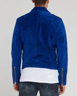 Attitude Biker Blue Suede Jacket