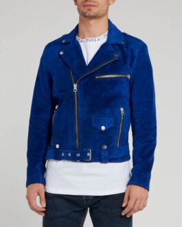 Attitude Biker Blue Suede Jacket