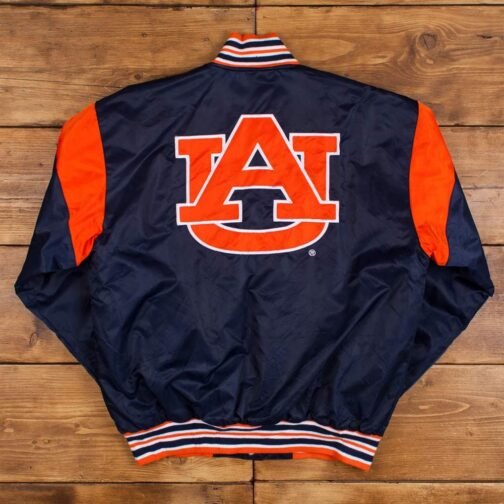 Auburn University College Navy Varsity Satin Jacket - Image 2