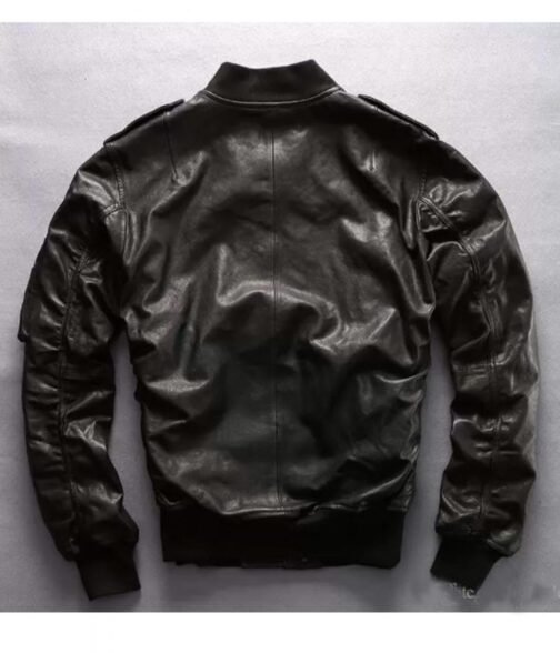 Casual Bomber Avirex Ace of Spades Leather Jacket with Patch - Image 6
