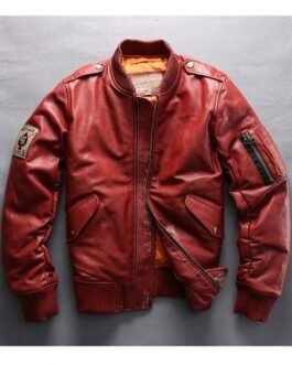 Casual Bomber Avirex Ace of Spades Leather Jacket with Patch
