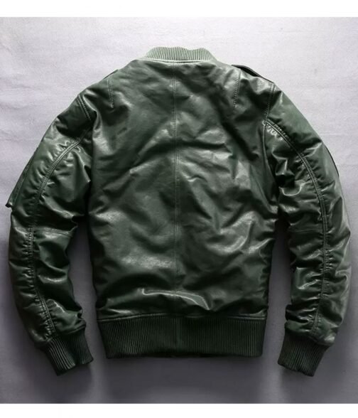 Casual Bomber Avirex Ace of Spades Leather Jacket with Patch - Image 5