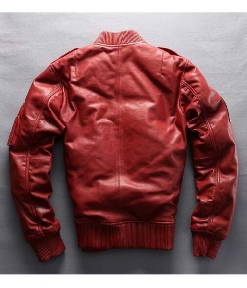 Casual Bomber Avirex Ace of Spades Leather Jacket with Patch - Image 4