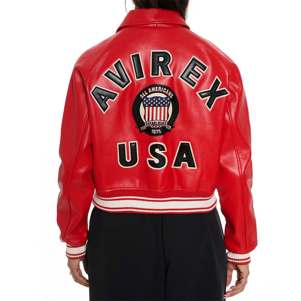 Avirex Cropped Leather Jacket - Image 8