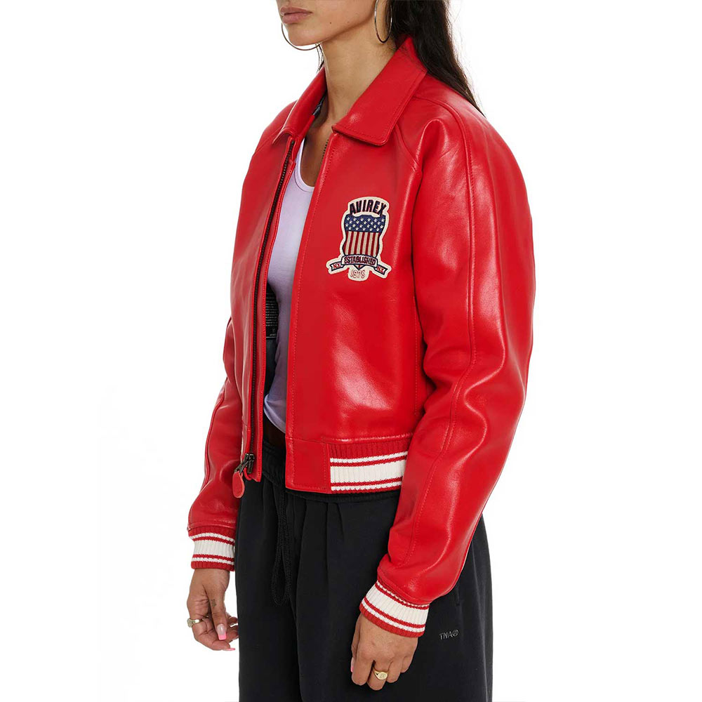 Avirex Cropped Leather Jacket - Image 10