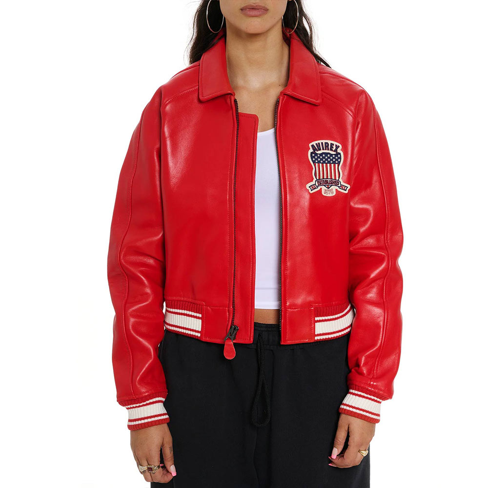 Avirex Cropped Leather Jacket - Image 7