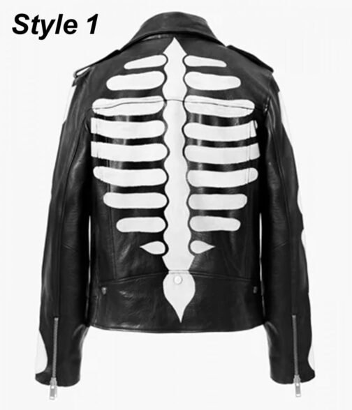 Axl Rose Guns N Roses Skeleton Biker Leather Jacket - Image 3