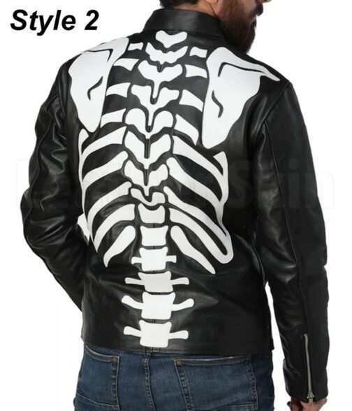 Axl Rose Guns N Roses Skeleton Biker Leather Jacket - Image 4