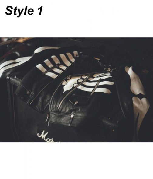 Axl Rose Guns N Roses Skeleton Biker Leather Jacket - Image 6