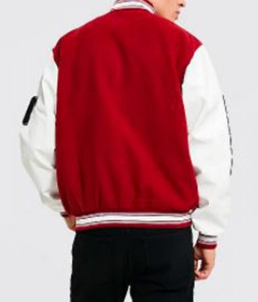 B Patch Letterman Varsity with Leather Look Sleeves - Image 4