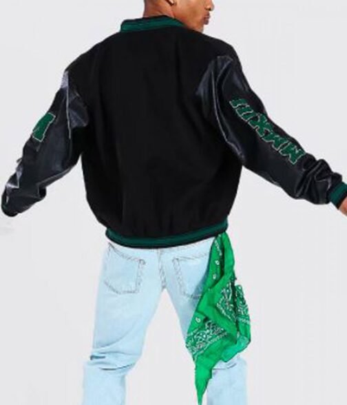 B Patch Letterman Varsity with Leather Look Sleeves - Image 6