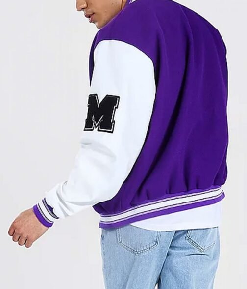 B Patch Letterman Varsity with Leather Look Sleeves - Image 5