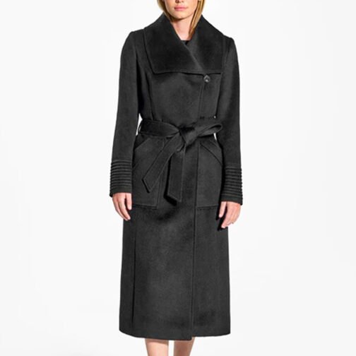 Baby Alpaca Long Wide Collar Wrap Coat - Image 23