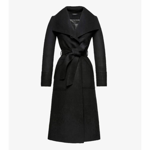Baby Alpaca Long Wide Collar Wrap Coat - Image 7