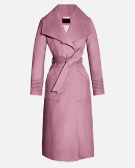 Baby Alpaca Long Wide Collar Wrap Coat