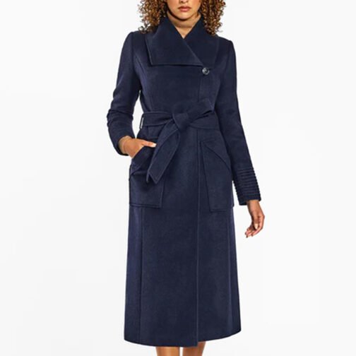 Baby Alpaca Long Wide Collar Wrap Coat - Image 20