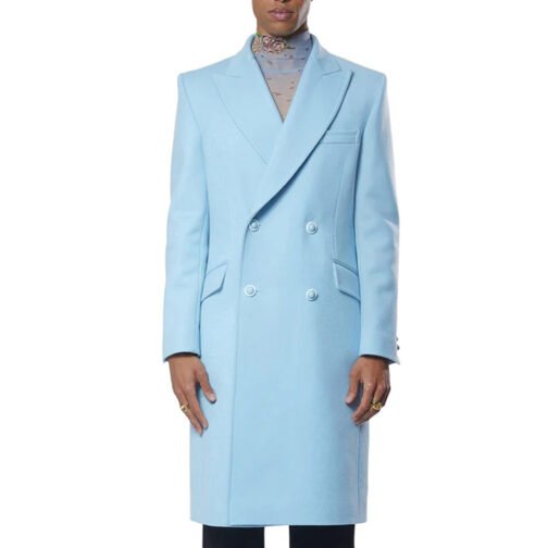 Men’s Baby Blue Double Breasted Coat