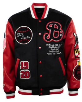 Baltimore Elite Giants Black and Red Varsity Jacket