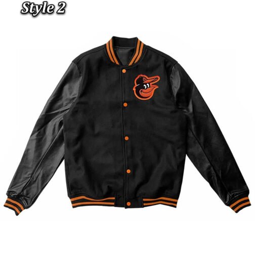 Varsity Baltimore Orioles Black Wool/Leather Jacket - Image 2