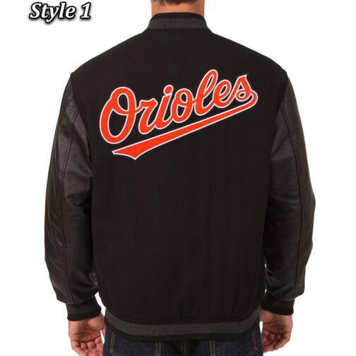 Varsity Baltimore Orioles Black Wool/Leather Jacket - Image 3