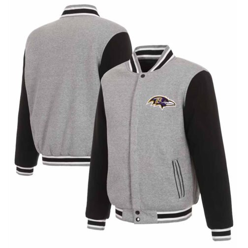 Baltimore Ravens Black and Gray Varsity Wool Jacket - Image 3